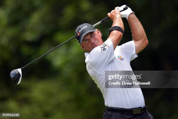 Scott McCarron of the United States plays his tee shot on the sixth hole during the second round of the Regions Tradition at the Greystone Golf &...