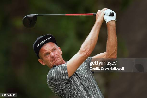 Jesper Parnevik of Sweden plays his tee shot on the fifth hole during the second round of the Regions Tradition at the Greystone Golf & Country Club...