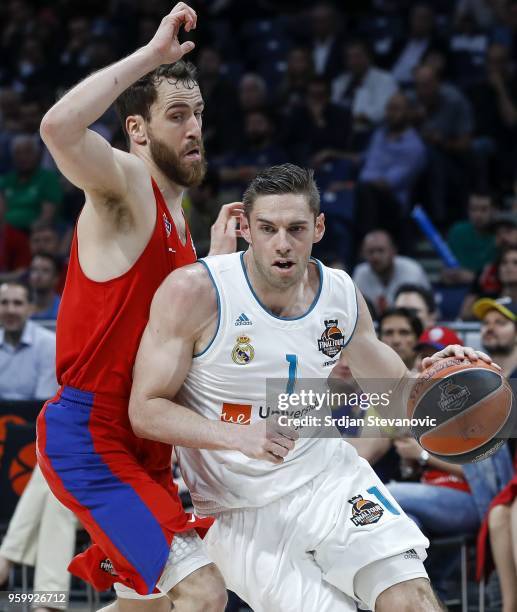 Fabien Causeur of Real Madrid in action against Sergio Rodriguez of CSKA during the Turkish Airlines Euroleague Final Four Belgrade 2018 Semifinal...