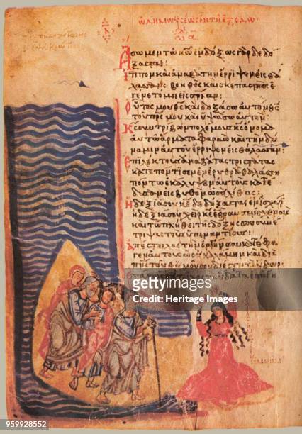 The Chludov Psalter. The Song Of Moses and Miriam, ca 850. Found in the Collection of State History Museum, Moscow. )