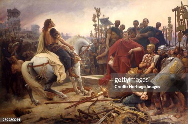 Vercingetorix throws down his arms at the feet of Julius Caesar, 1899. Found in the Collection of Musée Crozatier, Le Puy en Velay. )
