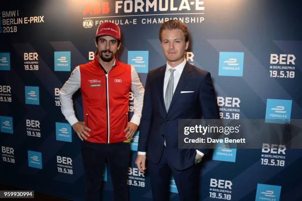 Formula E racing driver Lucas di Grassi and Nico Rosberg attend the ABB Formula E dinner in Berlin with Emily Ratajkowski ahead of the BMW i Berlin...