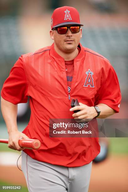 Closeup of Los Angeles Angels hitting coach Donnie Ecker before spring training game vs San Francisco Giants at Tempe Diablo Stadium. Tempe, AZ...