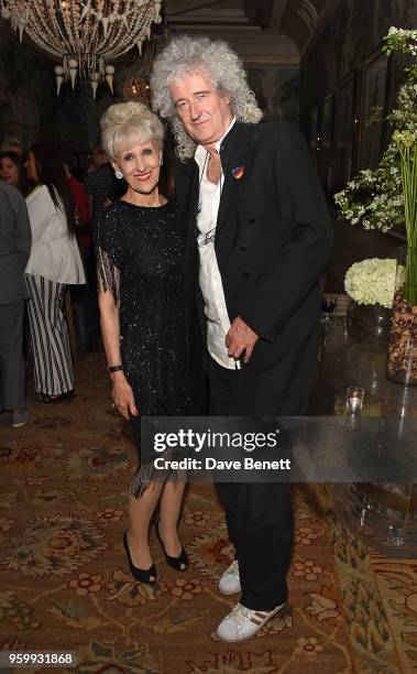 Anita Dobson and Brian May attend the press night after party for "3 Women" at The Haymarket Hotel on May 18, 2018 in London, England.