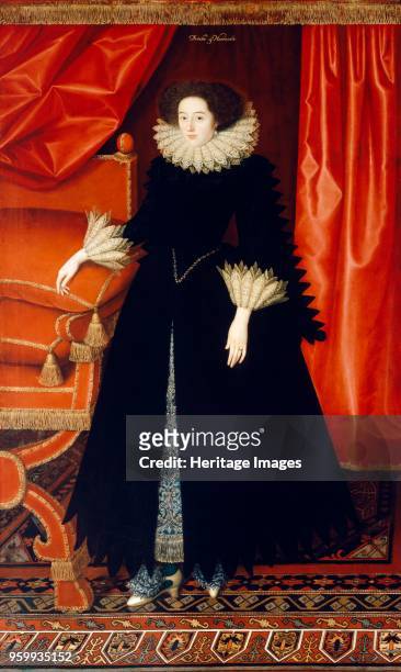 Elizabeth Bassett, Countess of Newcastle, circa 1615. Painting from the Suffolk Collection in Kenwood House, London. Artist William Larkin.