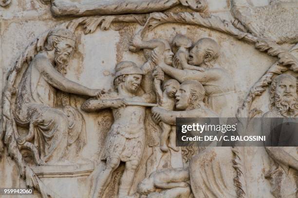 Massacre of the Innocents, detail from Scenes from the Life of Christ, Stories of the New Testament, bas-reliefs by Lorenzo Maitani , third pillar,...