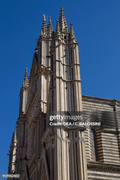 Corner pillar between the facade and the side wall of Orvieto cathedral, Umbria, Italy, 13th-14th century.