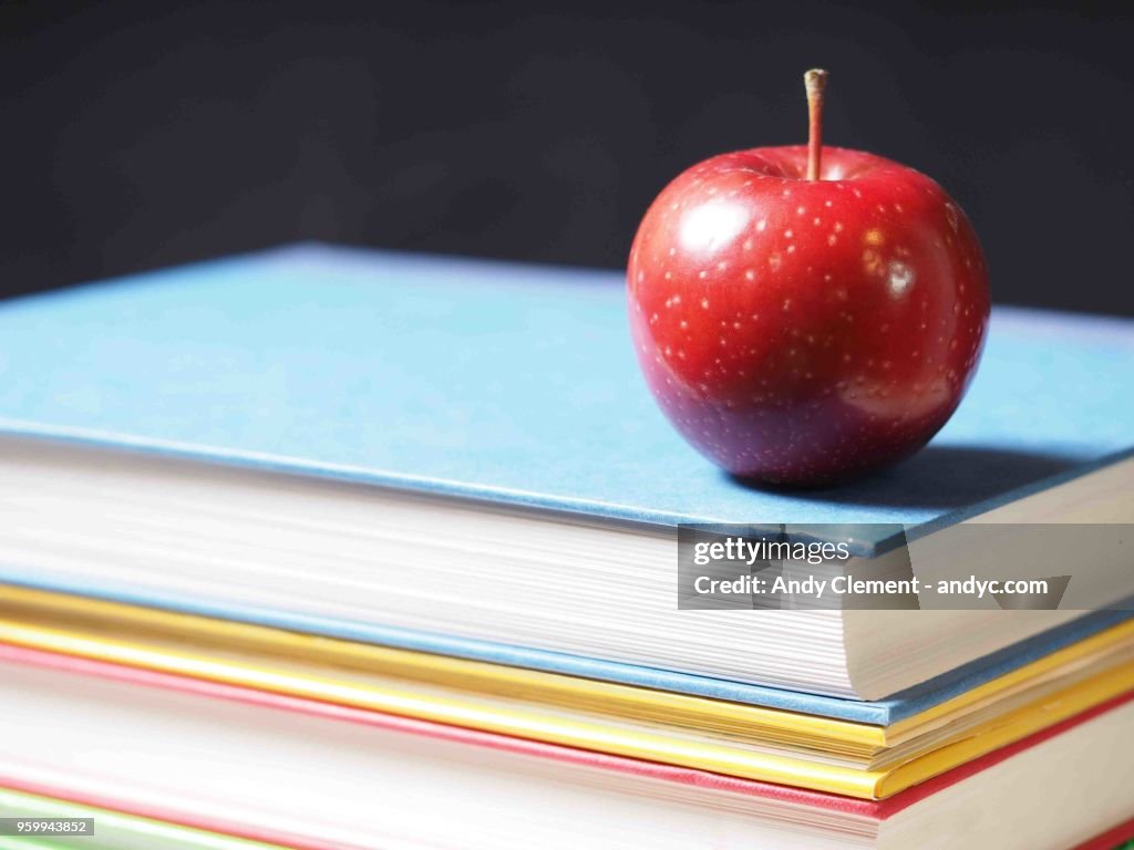 School Books with Apple