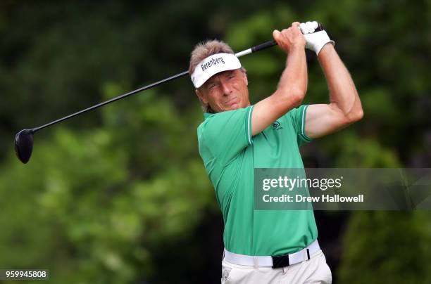 Bernhard Langer of Germany plays his tee shot on the ninth hole during the second round of the Regions Tradition at the Greystone Golf & Country Club...