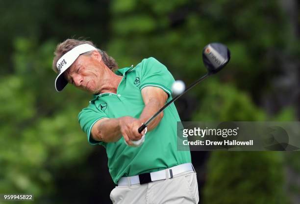 Bernhard Langer of Germany plays his tee shot on the ninth hole during the second round of the Regions Tradition at the Greystone Golf & Country Club...