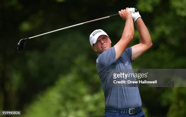 Steve Stricker of the United States plays his tee shot on the ninth hole during the second round of the Regions Tradition at the Greystone Golf &...