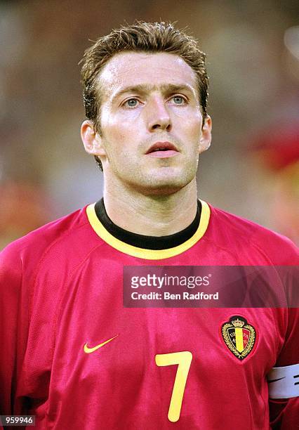 Portrait of Marc Wilmots of Belgium before the FIFA World Cup 2002 Group Six Qualifying match against Scotland played at the Stade Roi Baudouin, in...
