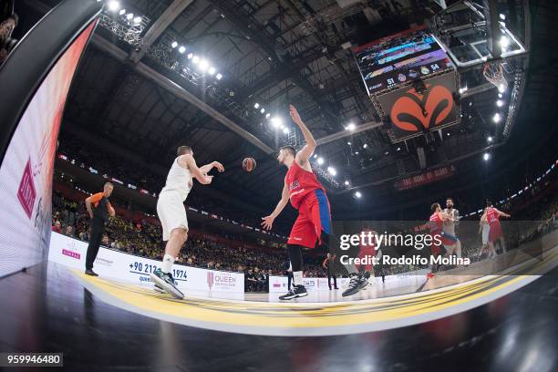 Fabien Causeur, #1 of Real Madrid in action during the 2018 Turkish Airlines EuroLeague F4 Semifnal B game between Semifinal A CSKA Moscow v Real...