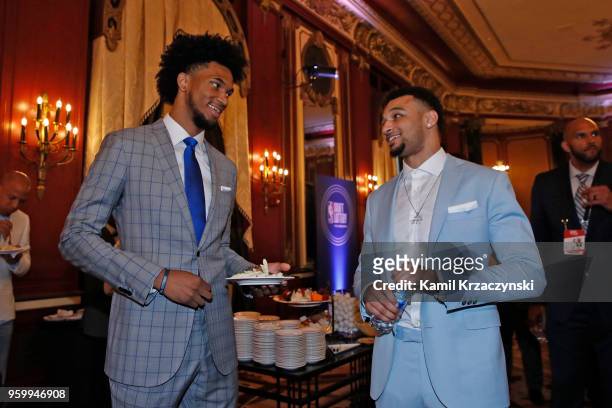 Draft Prospect Marvin Bagley and Jamal Murray of the Denver Nuggets are photographed during the 2018 NBA Draft Lottery at the Palmer House Hotel on...