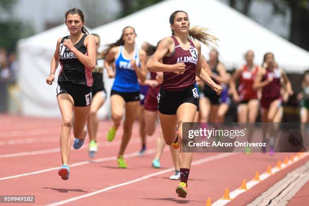 Steamboat's Maggi Congdon makes a late push to pass Alamosa's Lilly Lavier in the final 20 meters to capture the class 3A 800-meter run title at the...