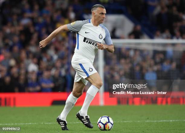 Giuseppe Bergomi of Inter Forever in action during Chelsea Legends v Inter Forever at Stamford Bridge on May 18, 2018 in London, England.