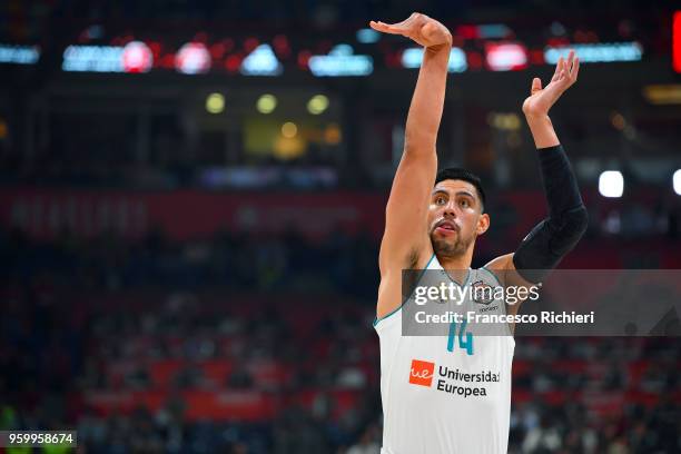 Gustavo Ayon, #14 of Real Madrid in action during the 2018 Turkish Airlines EuroLeague F4 Semifnal B game between Semifinal A CSKA Moscow v Real...