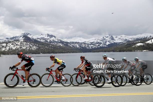 Tejay van Garderen of the United States riding for BMC Racing Team in the yellow Amgen Race Leader Jersey and Egan Arley Bernal Gomez of Colombia...