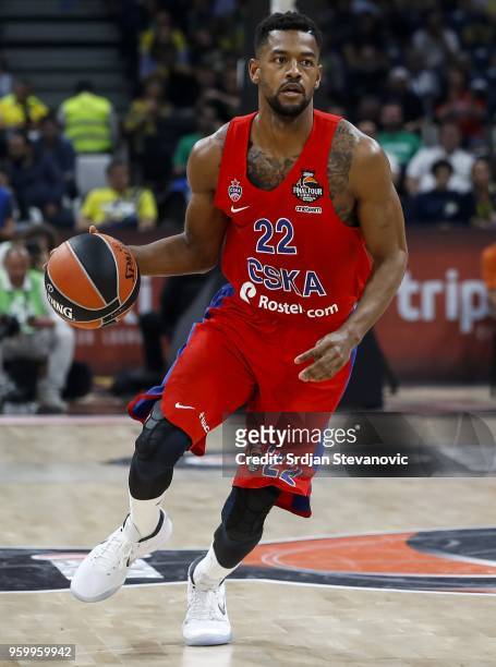 Cory Higgins of CSKA in action during the Turkish Airlines Euroleague Final Four Belgrade 2018 Semifinal match between CSKA Moscow and Real Madrid at...