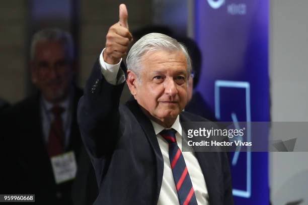 Andres Manuel Lopez Obrador presidential candidate for National Regeneration Movement Party / 'Juntos Haremos Historia' greets supporters during a...