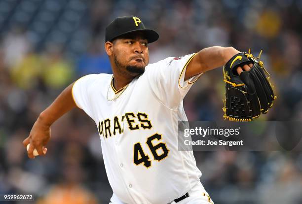 Ivan Nova of the Pittsburgh Pirates pitches during the first inning against the San Diego Padres at PNC Park on May 18, 2018 in Pittsburgh,...