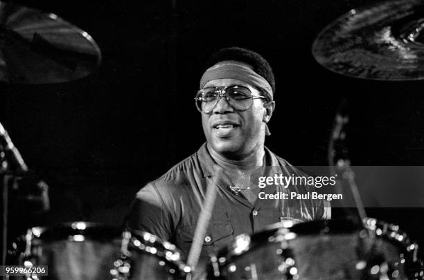 American drummer Billy Cobham performs at De Boerderij, Zoetermeer, Netherlands, 22nd October 1987.