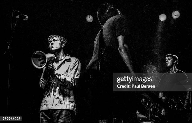 British band Blur, with lead singer Damon Albarn, bassist Alex James and drummer Dave Rowntree, perform at Ein Abend In Wien festival, De Doelen,...