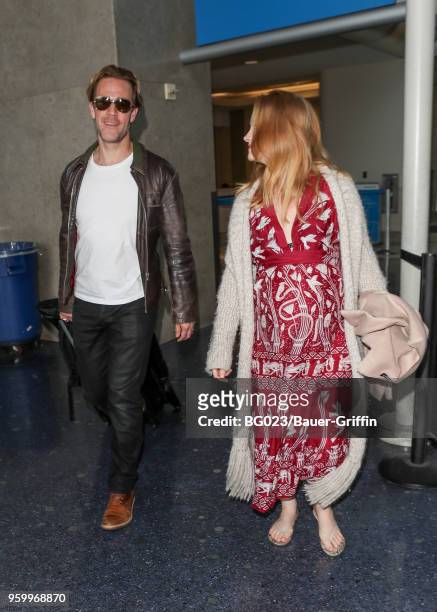 James Van Der Beek and his wife Kimberly Brook are seen on May 18, 2018 in Los Angeles, California.