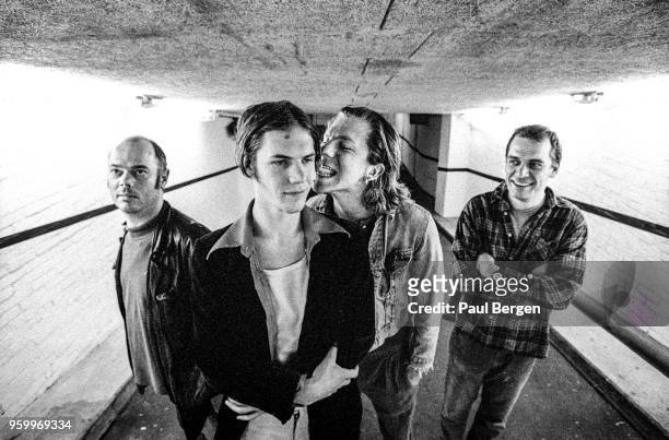 Portrait of Belgian rock band dEUS, Amsterdam, Netherlands, 2nd July 1996. Klaas Janzoons and Tom Barman .
