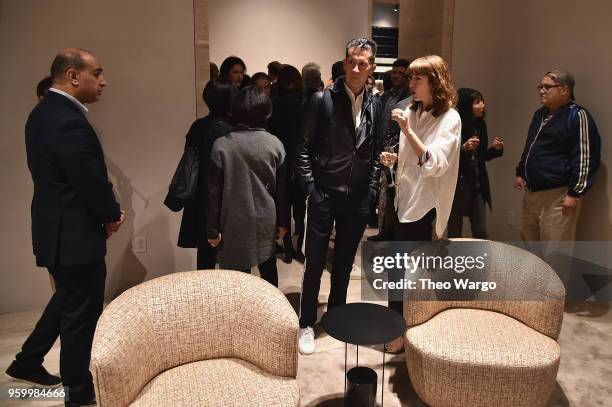 Magazine Editor in Chief Stefano Tonchi and Il Crepaccio founder Caroline Corbetta attend the Grand Opening Celebration of Molteni Group's Flagship...