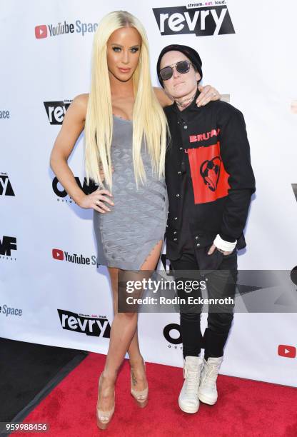 Gigi Gorgeous and Nats Getty attend the 3rd annual Out Web Fest opening night at YouTube Space LA on May 18, 2018 in Los Angeles, California.