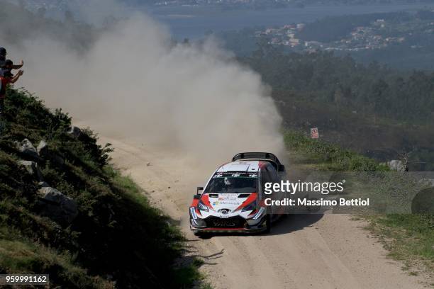 Esapekka Lappi of Finland and Janne Ferm of Finland compete in their Toyota Gazoo Racing WRT Toyota Yaris WRC during Day Two of the WRC Portugal on...