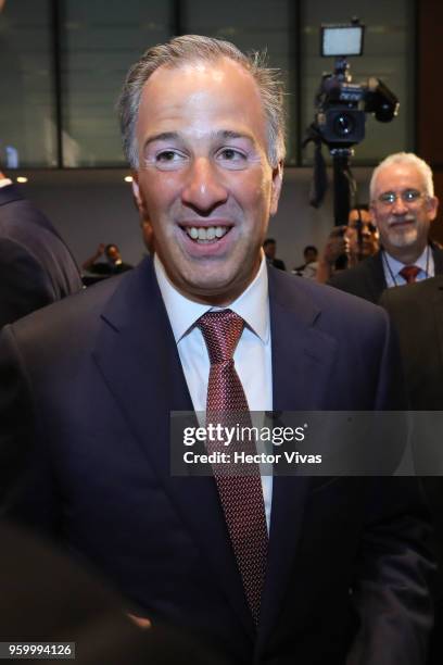 Jose Antonio Meade presidential candidate for the Coalition All For Mexico arrives for a conference as part of the 'Dialogues: Mexico Manifesto'...