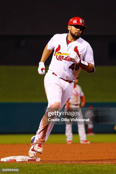 Adam Morgan of the Philadelphia Phillies rounds third base after hitting a home run against the Philadelphia Phillies in the fifth inning at Busch...