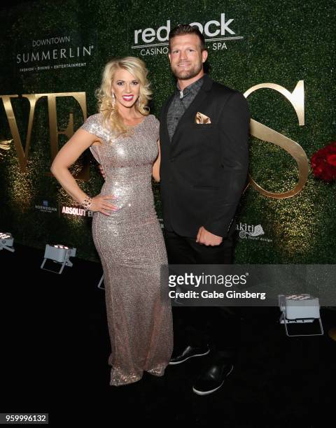 Cast members of "Flip or Flop Vegas" Aubrey Marunde and her husband, mixed martial artist Bristol Marunde, attend Vegas magazine's 15th anniversary...