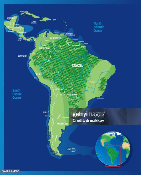 南米のマップ - アマゾン点のイラスト素材／クリップアート素材／マンガ素材／アイコン素材