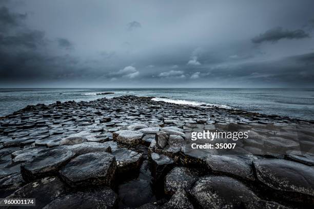 giants causeway, nordirland - beach stone stock-fotos und bilder