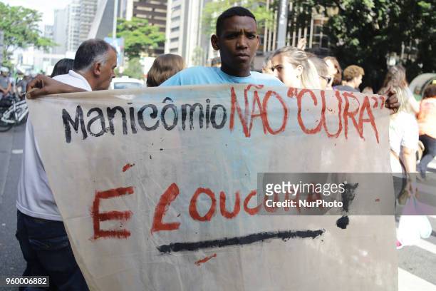 Protesters from various social movements are taking part in the National Anti-Manicomial Fight Day at the São Paulo Art Museum , on Paulista Avenue,...