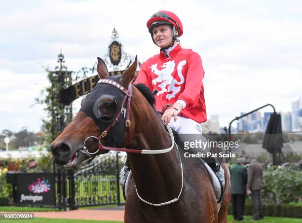 Ethan Brown returns to the mounting yard on Iconoclasm after winning Chris Waller Hall of Fame Trophy , at Flemington Racecourse on May 19, 2018 in...