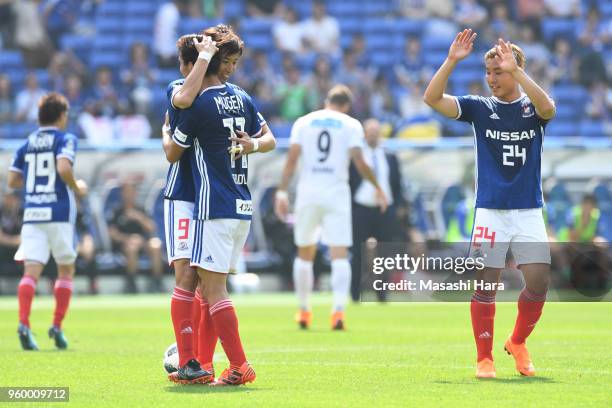 Yuki Otsu of Yokohama F.Marinos celebrates the first goal during the J.League J1 match between Yokohama F.Marinos and V-Varen Nagasaki at Nissan...