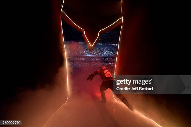 Cody Eakin of the Vegas Golden Knights skates onto the ice before Game Four of the Western Conference Final against the Winnipeg Jets during the 2018...