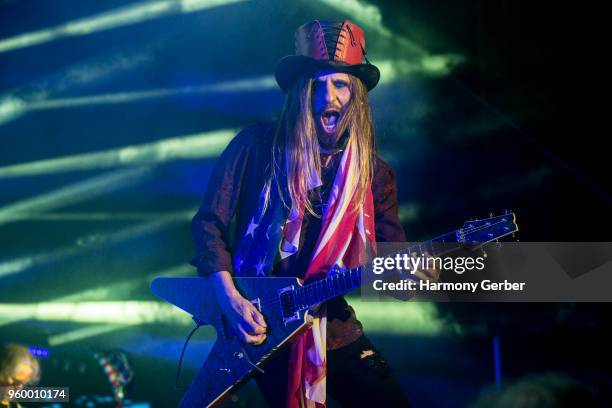 DeVille of the band Poison performs at Five Points Amphitheatre on May 18, 2018 in Irvine, California.