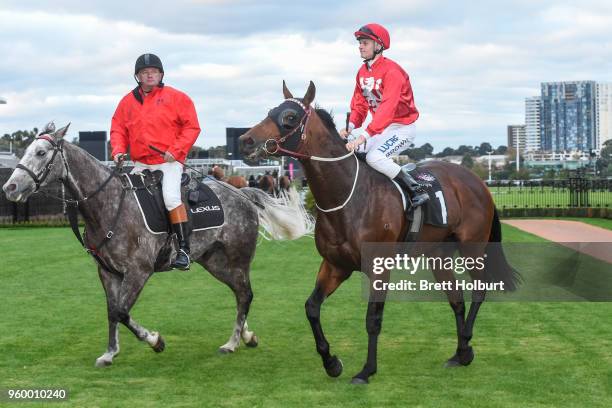 Ethan Brown returns to the mounting yard on Iconoclasm after winning the Chris Waller Hall of Fame Trophy at Flemington Racecourse on May 19, 2018 in...