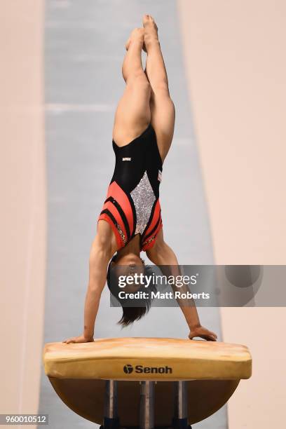 Mai Murakami of Japan competes on the Vault during day one of the 57th Artistic Gymnastics NHK Trophy at the Tokyo Metropolitan Gymnasium on May 19,...