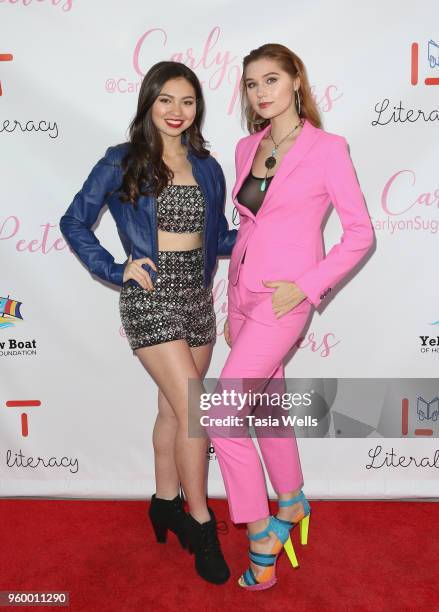 Carly Peeters and Serena Laurel attend "Stuck on a Feelin" music video & single release for Carly Peeters at Cherry Soda Studios on May 18, 2018 in...