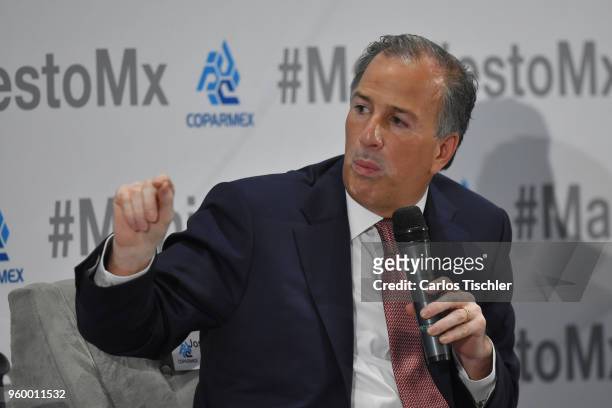 José Antonio Meade presidential candidate for the Coalition All For Mexico speaks during a conference as part of the 'Dialogues: Mexico Manifesto'...