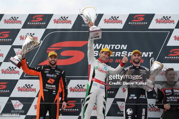 2nd place Scott Pye driver of the Mobil 1 Boost Mobile Racing Holden Commodore ZB, 1st place Rick Kelly driver of the Nissan Motorsport Nissan Altima...