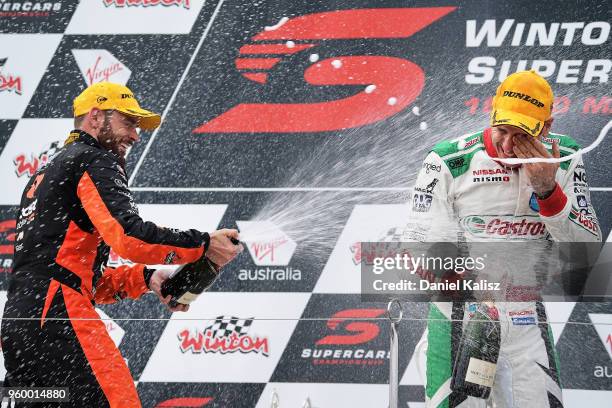 2nd place Scott Pye driver of the Mobil 1 Boost Mobile Racing Holden Commodore ZB, 1st place Rick Kelly driver of the Nissan Motorsport Nissan Altima...