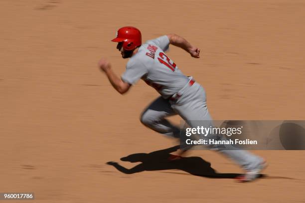 Paul DeJong of the St. Louis Cardinals runs the bases against the Minnesota Twins during the interleague game on May 16, 2018 at Target Field in...