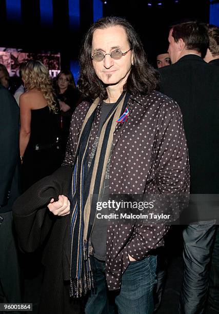 Geddy Lee inside the studio during the Canada for Haiti Benefit on January 22, 2010 in Toronto, Canada.